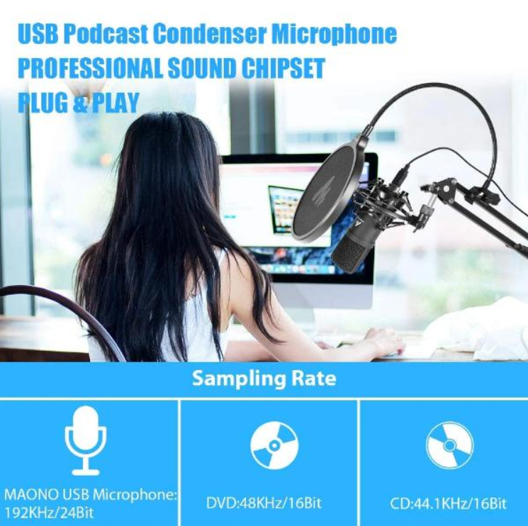 Maono AU-A04 USB/XLR Dynamic Microphone for Podcasting, Streaming & Recording - Professional Studio Quality for YouTube, Gaming & Voice Overs