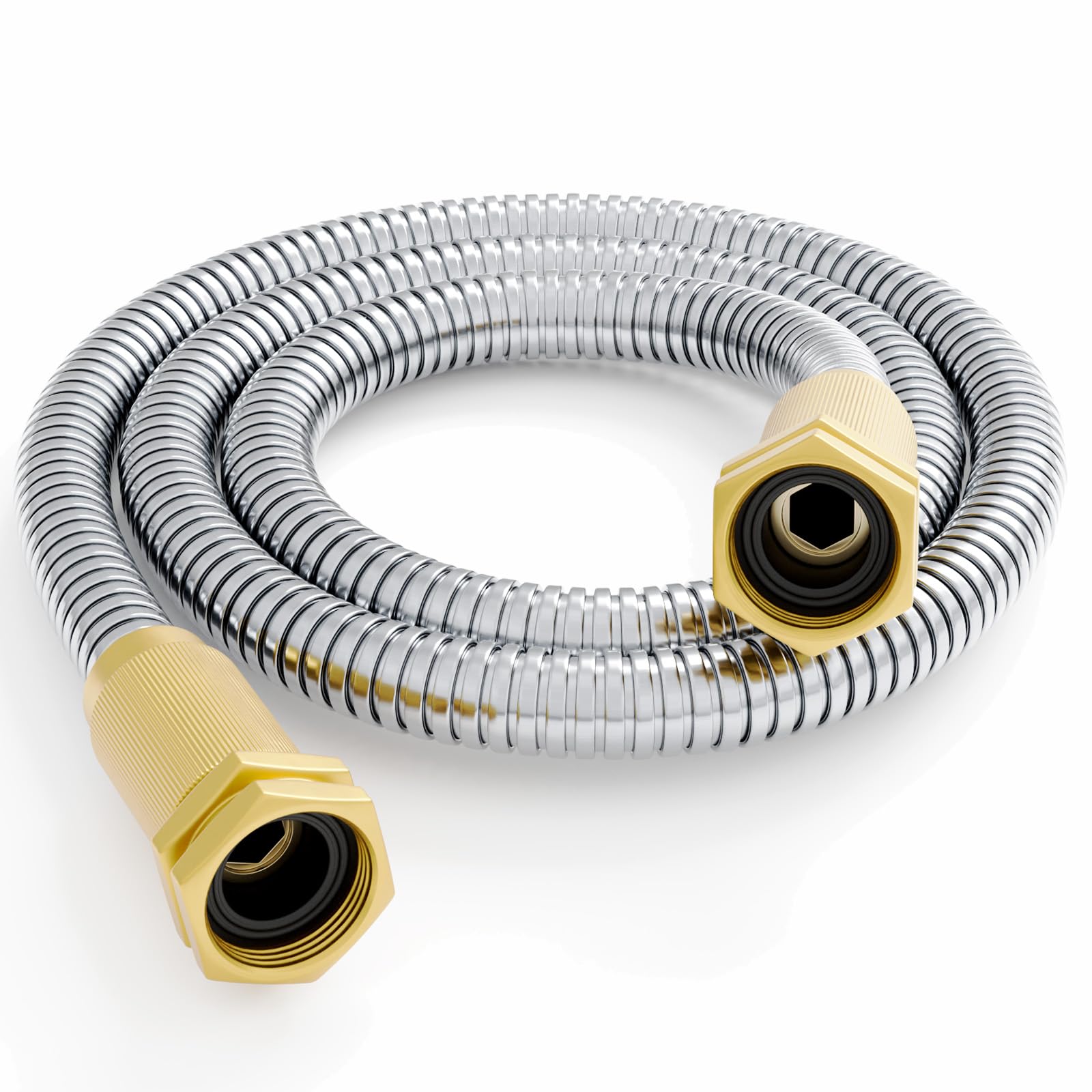 3FT Heavy Duty 304 Stainless Steel Garden Hose - Flexible Metal Water Hose with Female to Female Fitting for Outdoor Use, Hose Reel, Dehumidifier & RV - Perfect for Gardening, Car Washing and Outdoor Watering