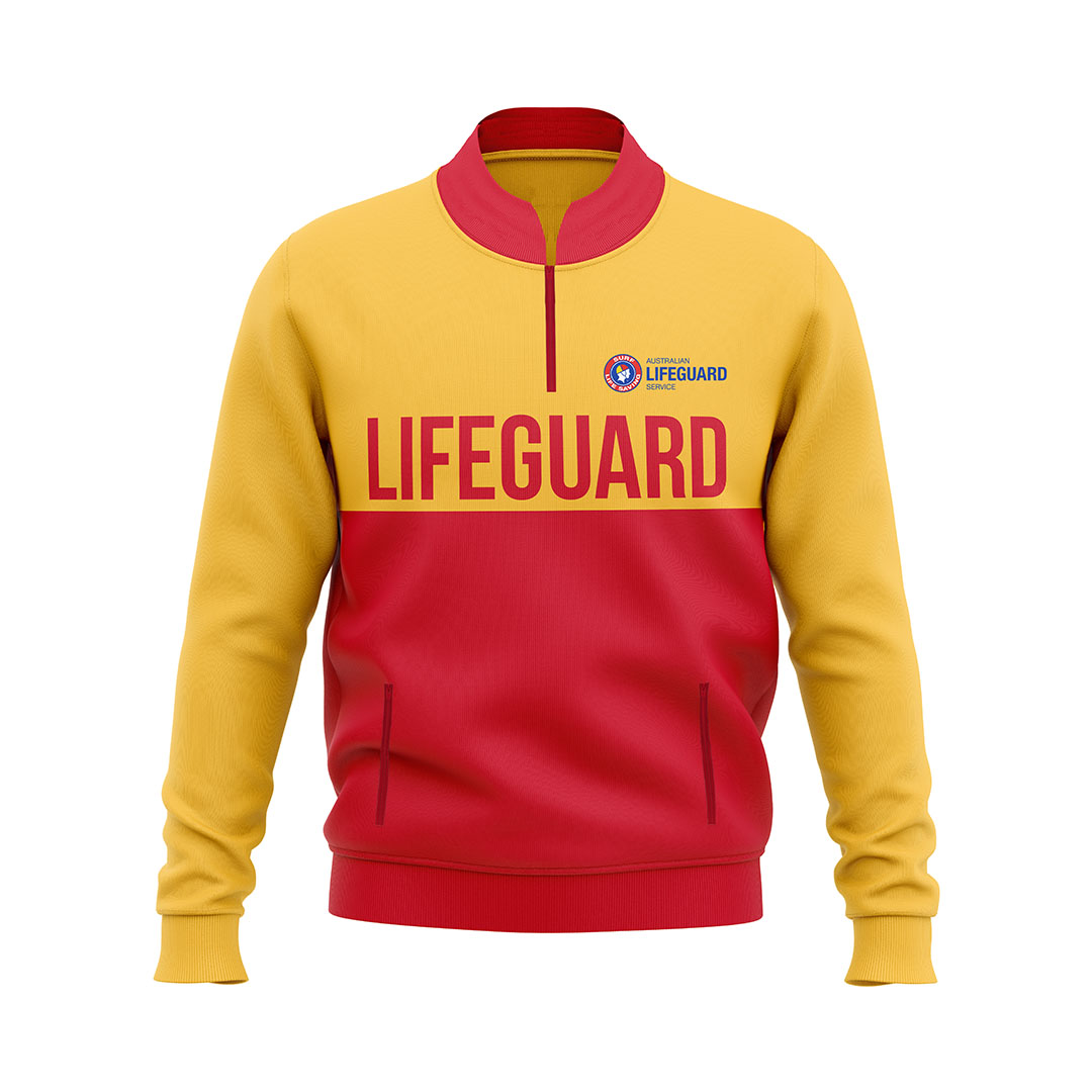 Beach Lifeguard Quarter Zip Jumper - Breathable UV Protection Swimwear for Surfing, Swimming & Water Sports - Perfect for Lifeguards, Surfers & Beach Enthusiasts