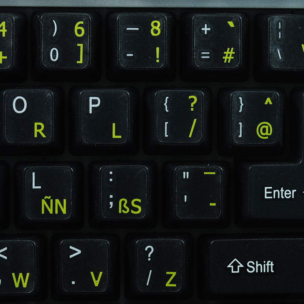 Dvorak Keyboard Stickers for Programmers - Transparent Background with Blue, Orange or Yellow Letters (Yellow) | Perfect for Coding, Typing & Customizing Mechanical Keyboards