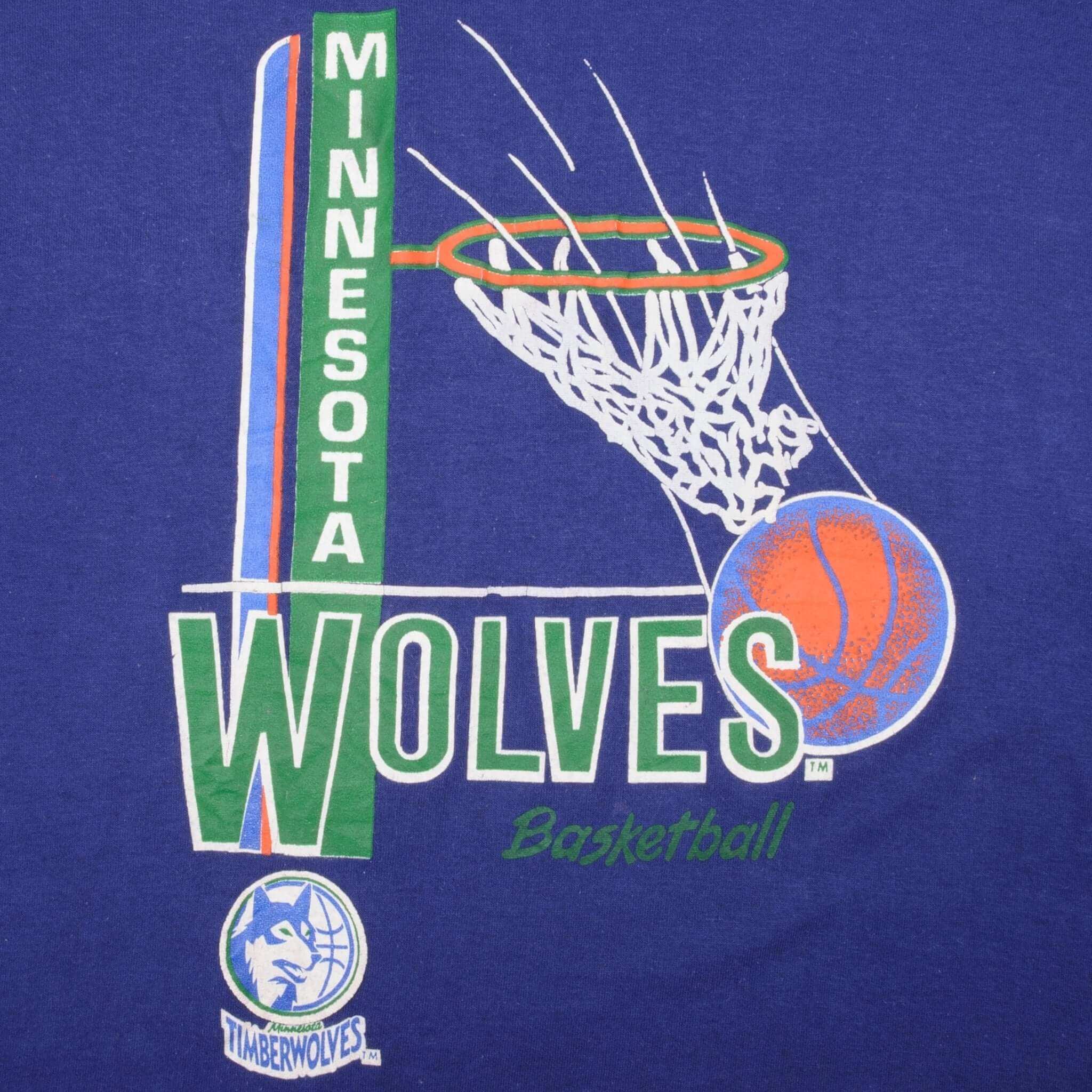 Vintage Champion NBA Minnesota Timberwolves Tee Shirt 1980s XL - Retro Basketball Fan Apparel - Made in USA - Perfect for Game Day, Casual Wear & Vintage Sports Collections