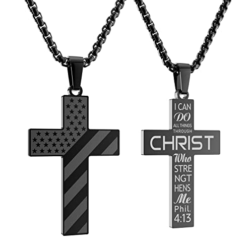 1.American Flag Black Cross Necklace
