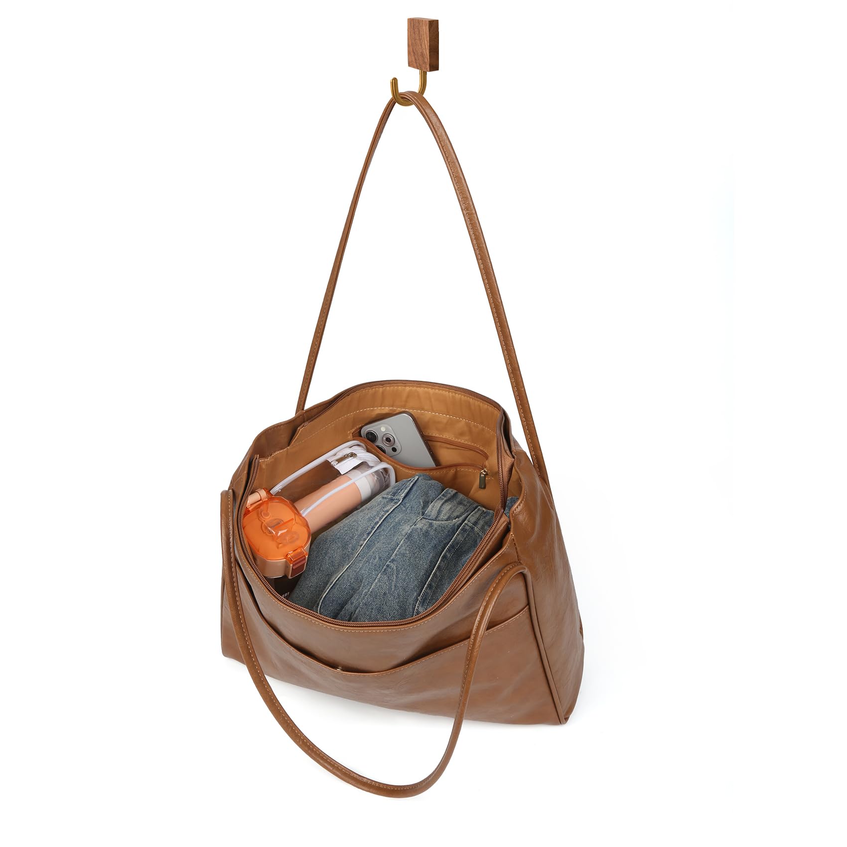Stylish Vegan Leather Tote Bag for Women - Zippered Work Purse & Shoulder Handbag - Perfect for Office, Travel & Everyday Use