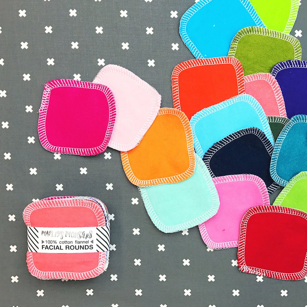 20 Pack Reusable Facial Rounds - Eco-Friendly Makeup Remover Pads in Rainbow Colors | Perfect for Skincare Routine & Travel by Marley's Monsters