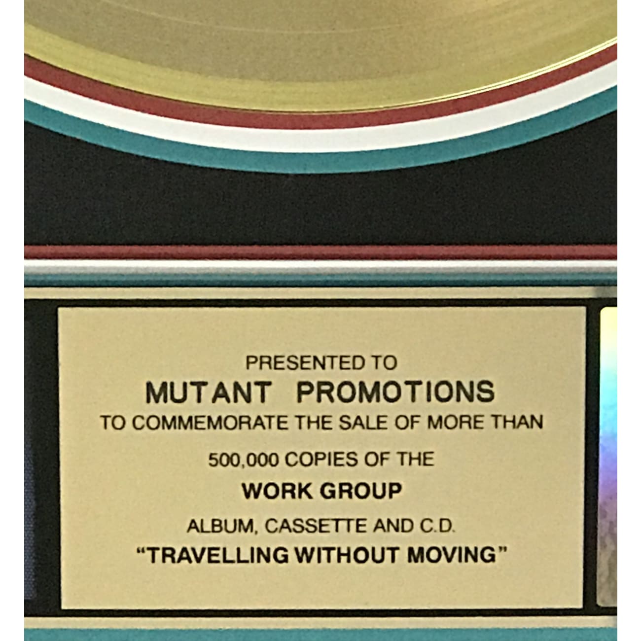 Jamiroquai Travelling Without Moving RIAA Gold Album Award - Certified Music Collectible for Vinyl Enthusiasts & Home Decor