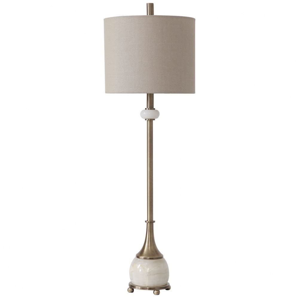 Contemporary Natania Plated Brass 1-Light Buffet Lamp - Elegant Dining Room & Entryway Lighting (208-Bel-3315171) - Perfect for Sideboards, Console Tables & Home Decor