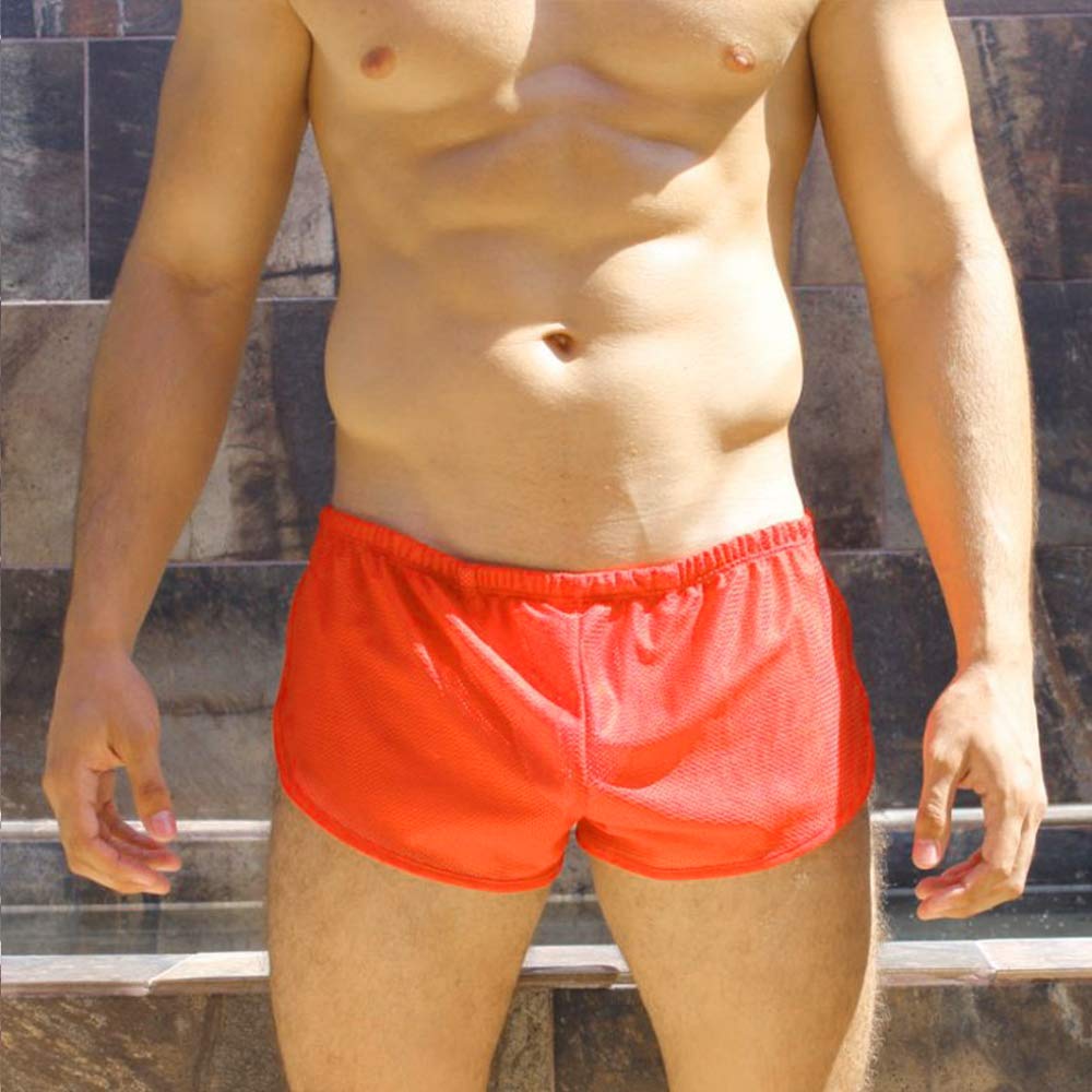 Sexy Men's Split Side Athletic Shorts - Breathable Mesh Fabric with Large Side Splits for Running, Gym & Summer Workouts
