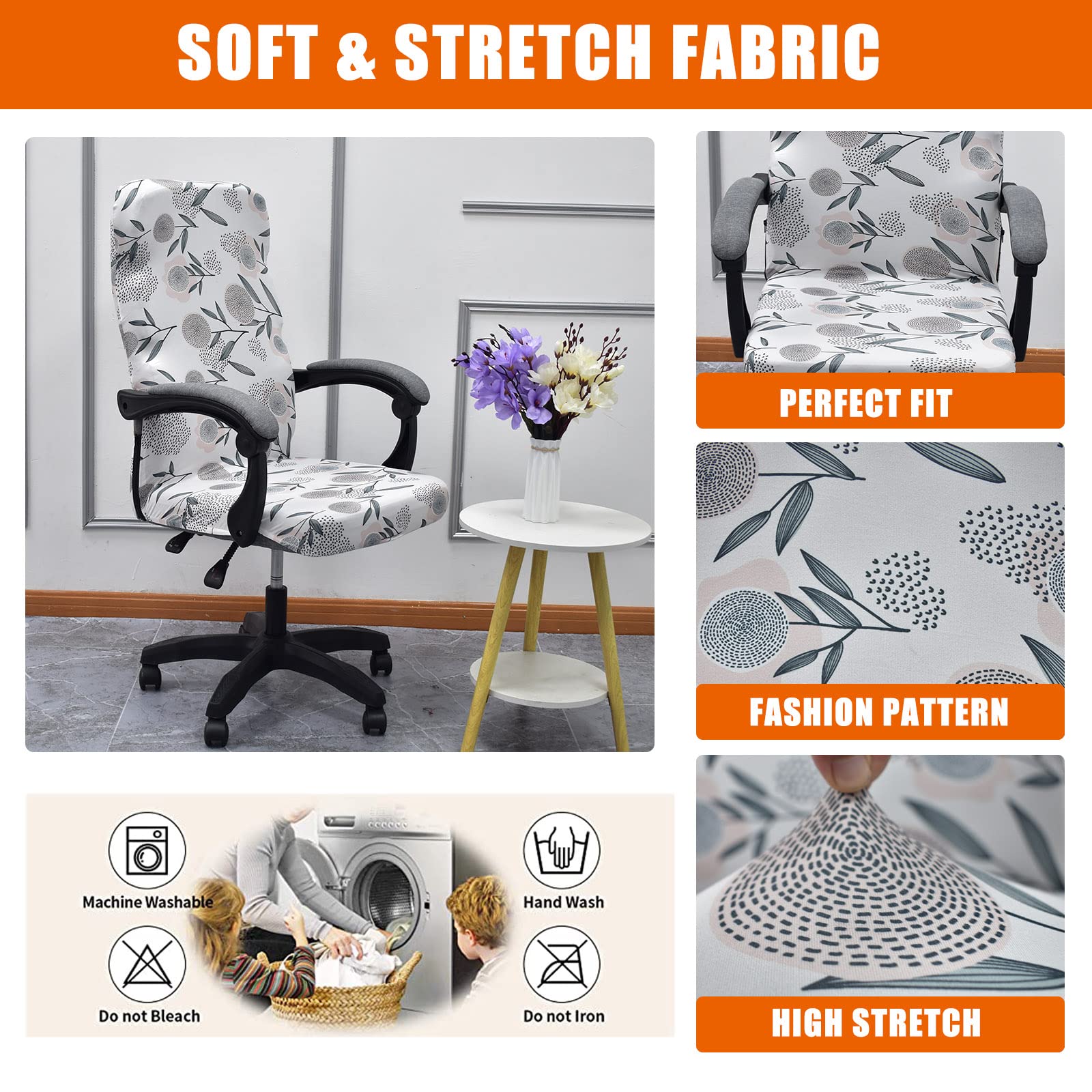CRFATOP Universal Stretch Office Chair Cover - Durable Zipper Design for Computer Desk Chairs, High Back Chair Slipcover (Size L, Model A03) - Perfect for Home Office, Gaming Setup & Workspace Protection