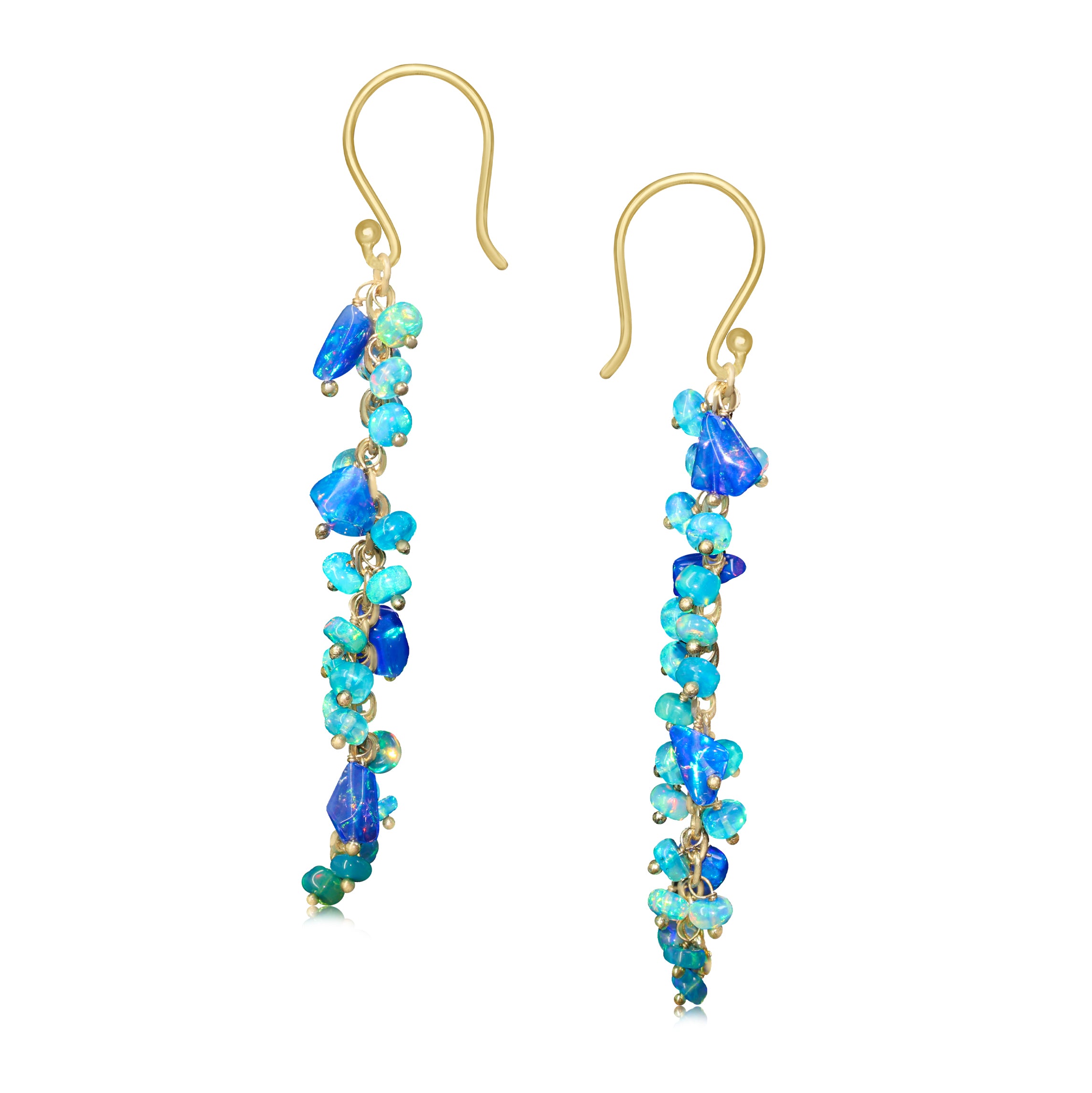Natural Opal Tumble Beaded Cluster Dangle Drop Earrings for Women | Handmade Gemstone Jewelry | Perfect for Weddings, Parties & Special Occasions