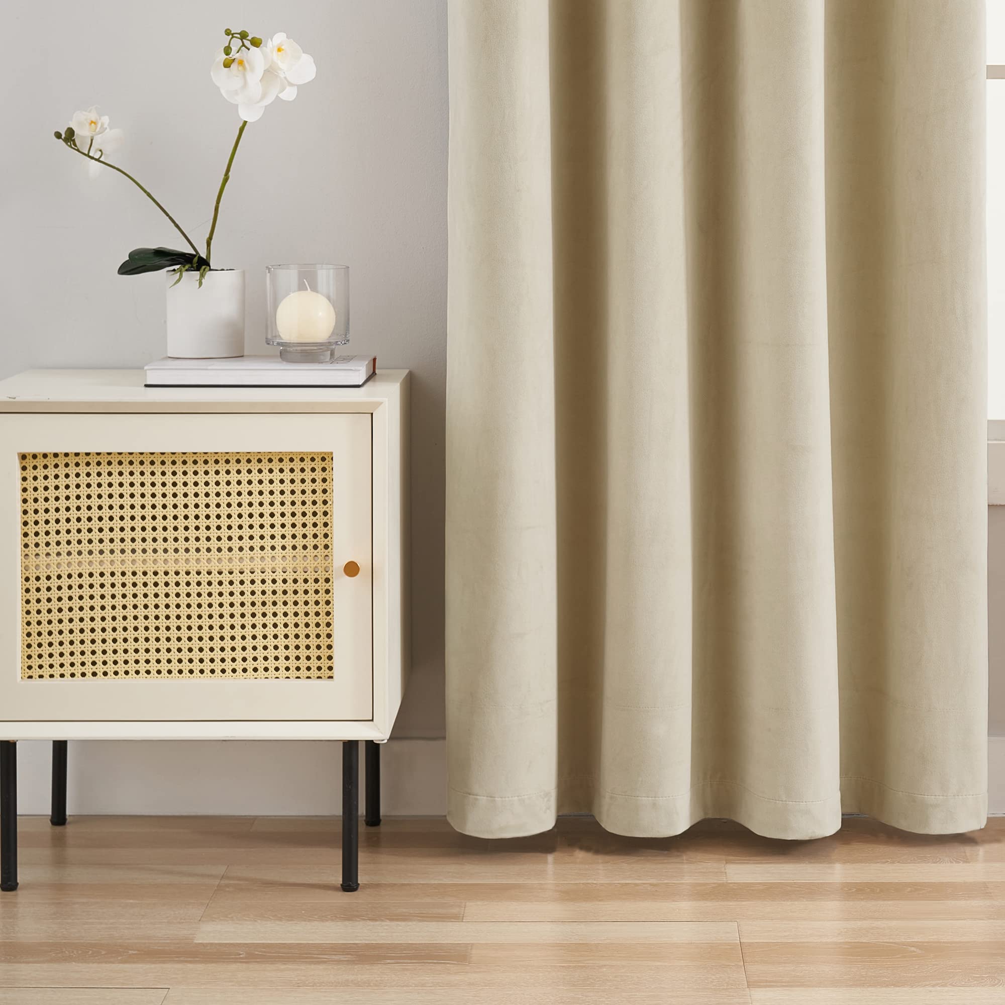 MASWOND Extra Long 16ft Velvet Curtains - Thermal Insulated Blackout Drapes with Noise Reduction for Loft & 2 Story Living Room - 52