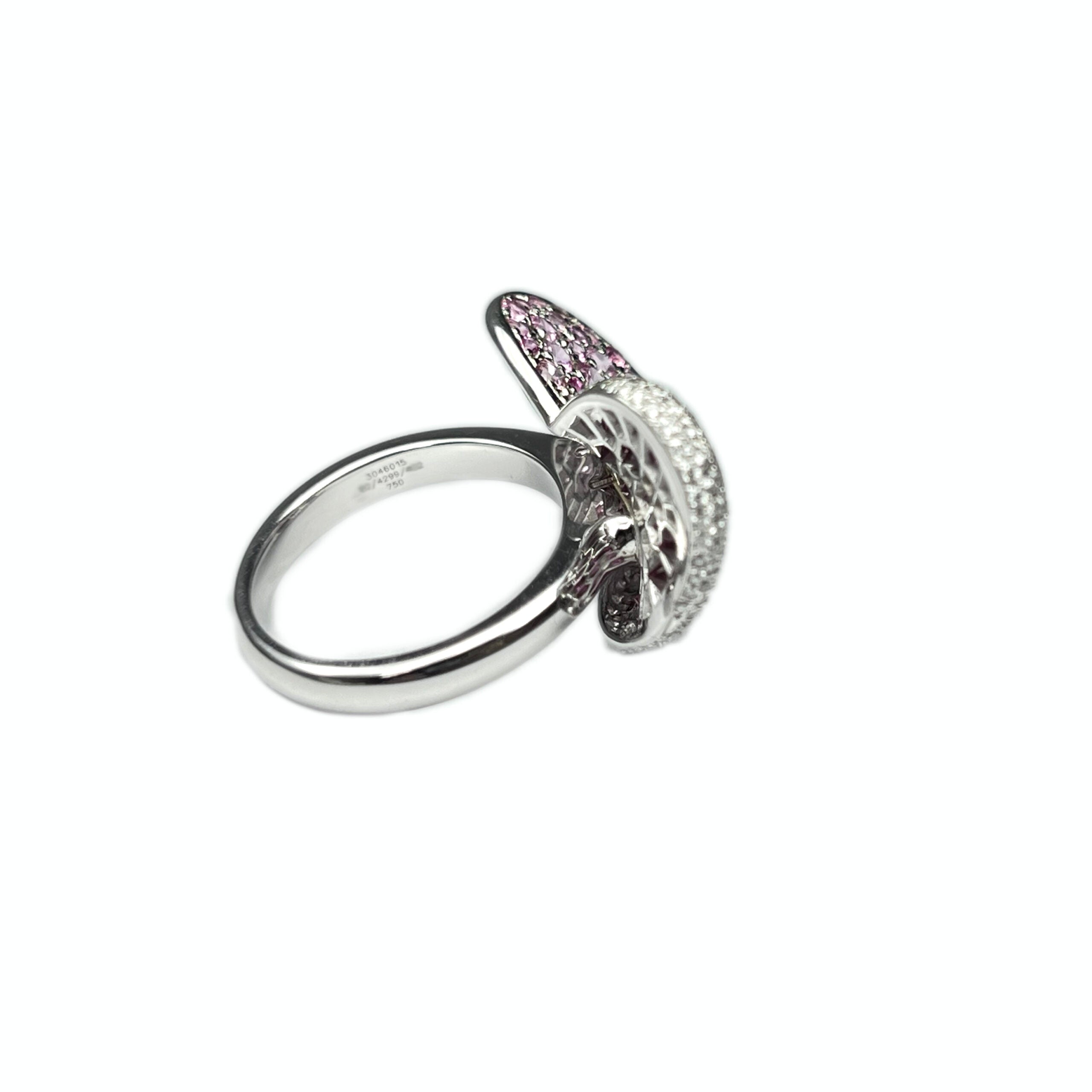 Chopard 18K White Gold Pink Sapphire Ruby Diamond Heart Ring for Women - Elegant Jewelry Gift for Anniversary, Valentine's Day & Special Occasions