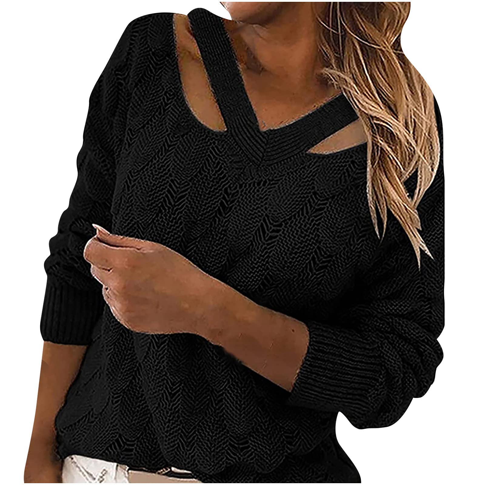 Women's Oversized Waffle Knit Sweater - Long Sleeve Casual Pullover Jumper Blouse for Fall & Winter | Cozy Lounge Wear, Office Outfit, Date Night Tops