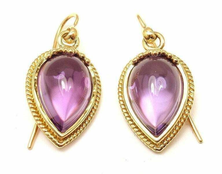 Authentic Temple St. Clair 18k Yellow Gold Chinese Bead Amethyst Earrings | Luxury Purple Gemstone Jewelry | Perfect for Weddings, Parties & Special Occasions