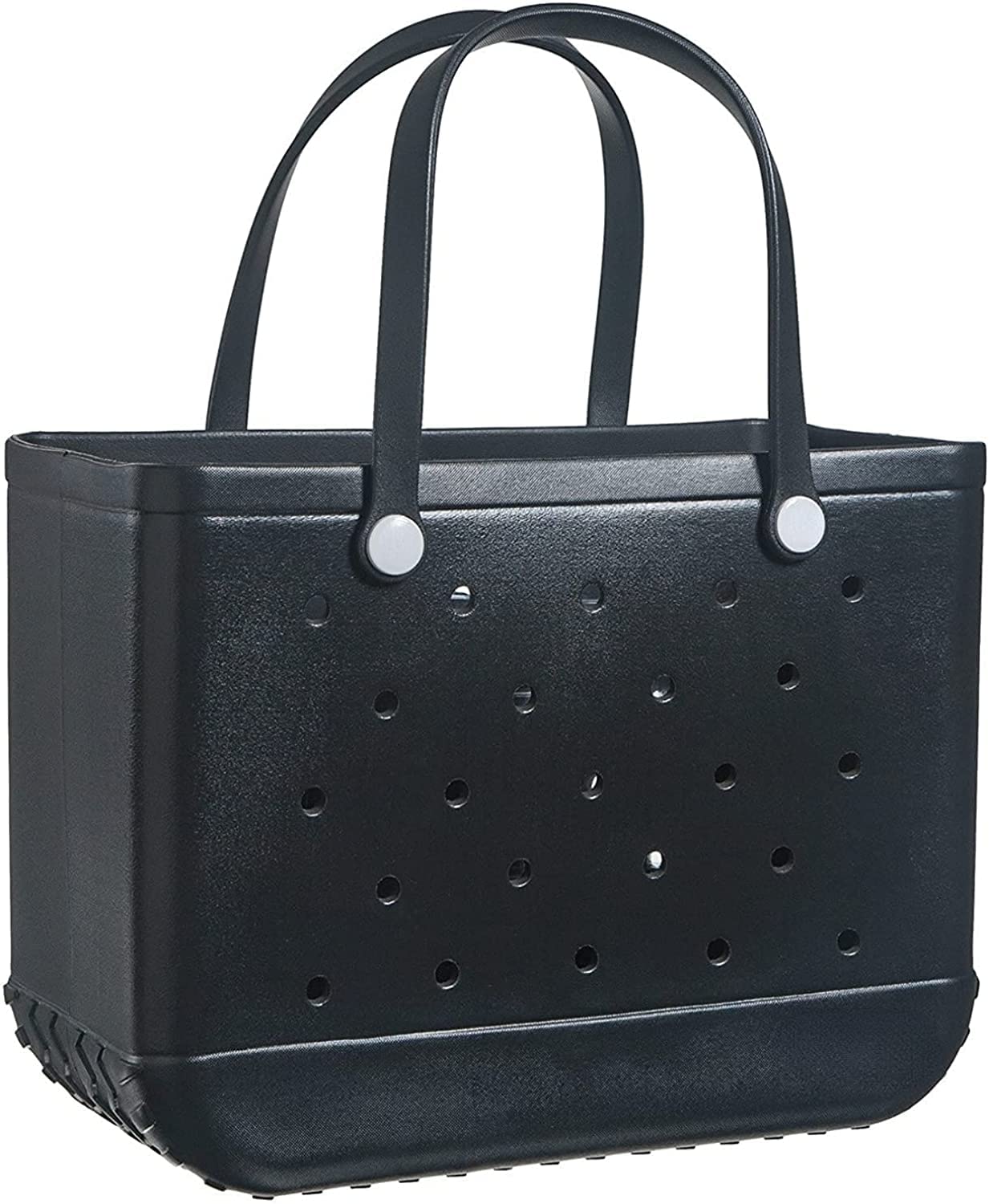 Waterproof EVA Beach Tote Bag with Drain Holes - Large Black Portable Handbag for Women, Travel, Pool, Boat, Outdoor Sports & Work | Perfect for Beach Vacations, Swimming, Gym & Shopping