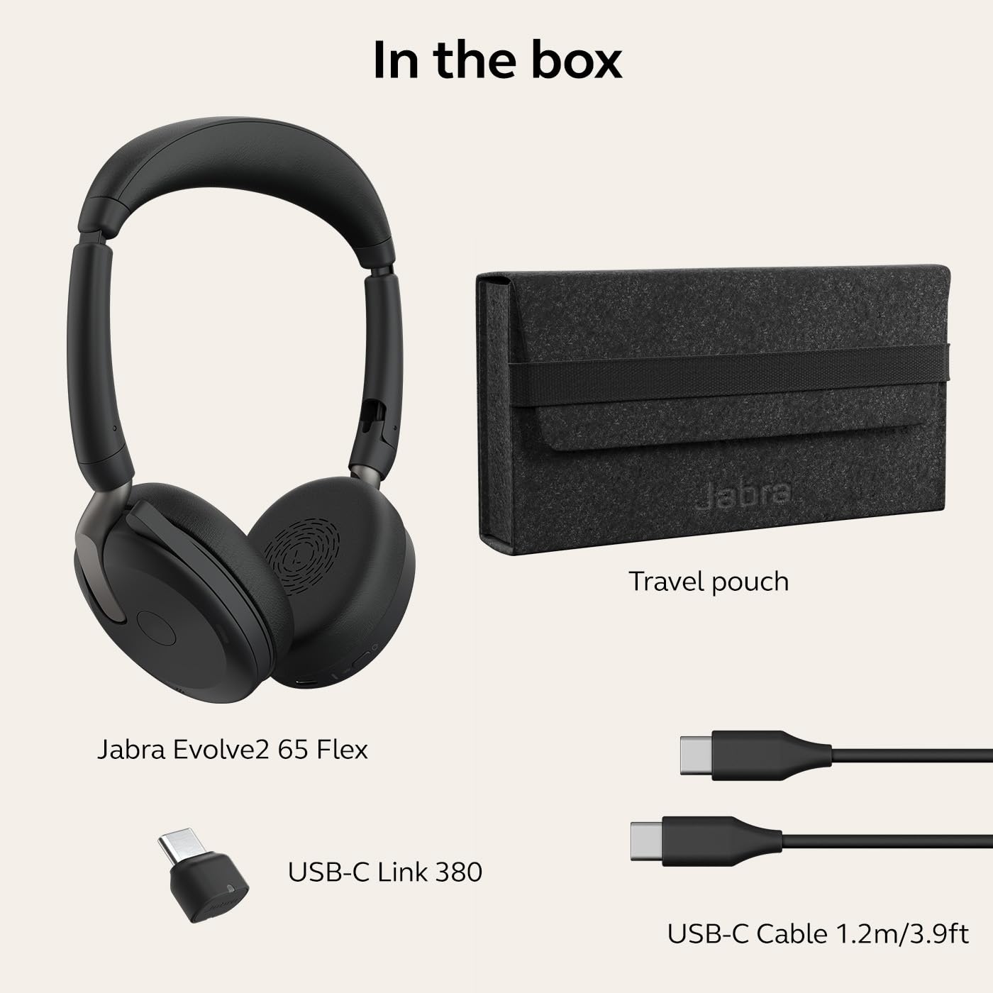Jabra Evolve2 65 Flex Wireless Stereo Headset with Bluetooth - Noise Cancelling ClearVoice & Hybrid ANC Technology - Compatible with Zoom, Google Meet, Microsoft Teams & All Major UC Platforms - Perfect for Remote Work, Online Meetings & Home Office - Black