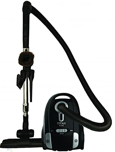 Titan T1400 Compact Canister Vacuum Cleaner with Cord Reel - Powerful Lightweight Home Cleaning for Carpets, Hard Floors & Pet Hair - Black