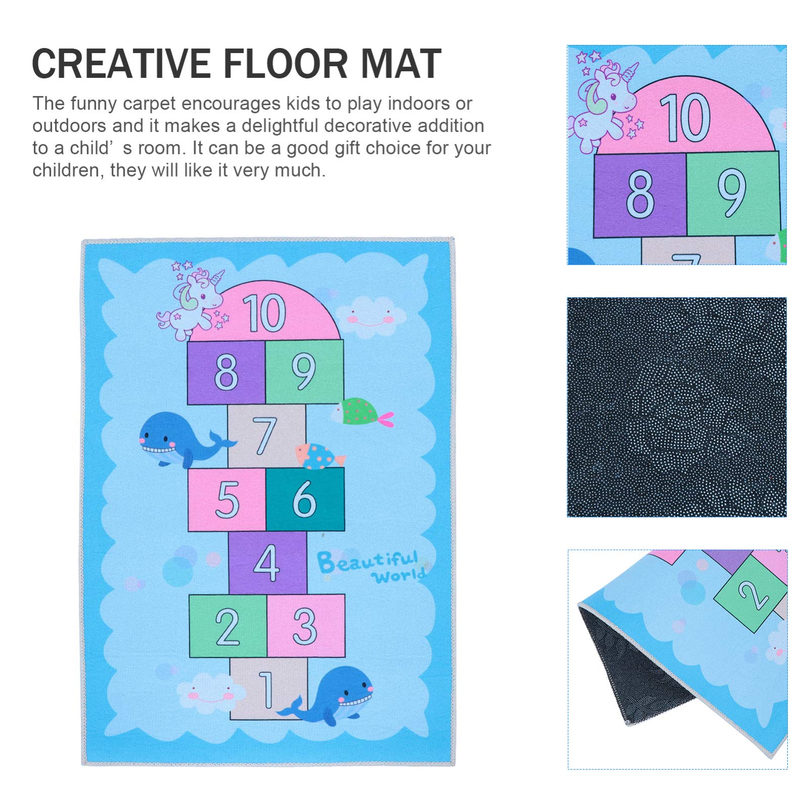 VOSAREA Non-Slip Kids Play Mat - Educational Counting Game Rug with Sensory Textures | Montessori Floor Carpet for Toddlers & Children | Perfect for Playrooms, Daycares & Homeschool Learning Activities
