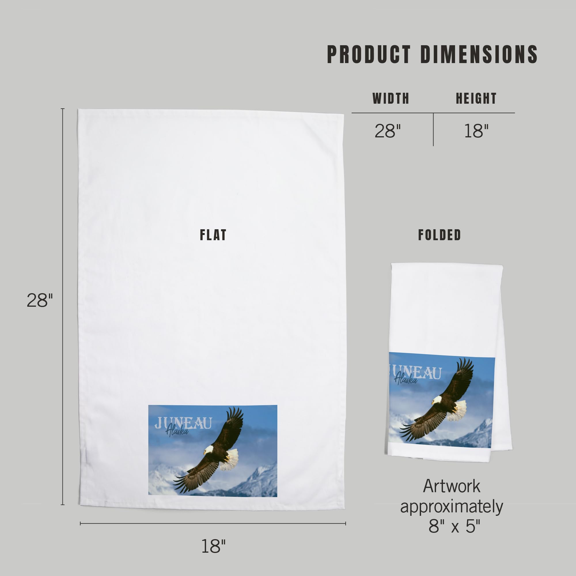 Lantern Press Juneau Alaska Eagle Soaring 100% Cotton Tea Towel - Decorative Hand Towel for Kitchen, Home Decor & Gifts - Perfect for Dish Drying, Wall Art & Cozy Cabin Decor