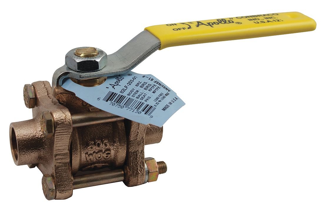 APOLLO LF Bronze Ball Valve 1-1/2 Inch Sweat Connection - Lead-Free for Plumbing & Water Supply Systems - Perfect for Residential & Commercial Applications