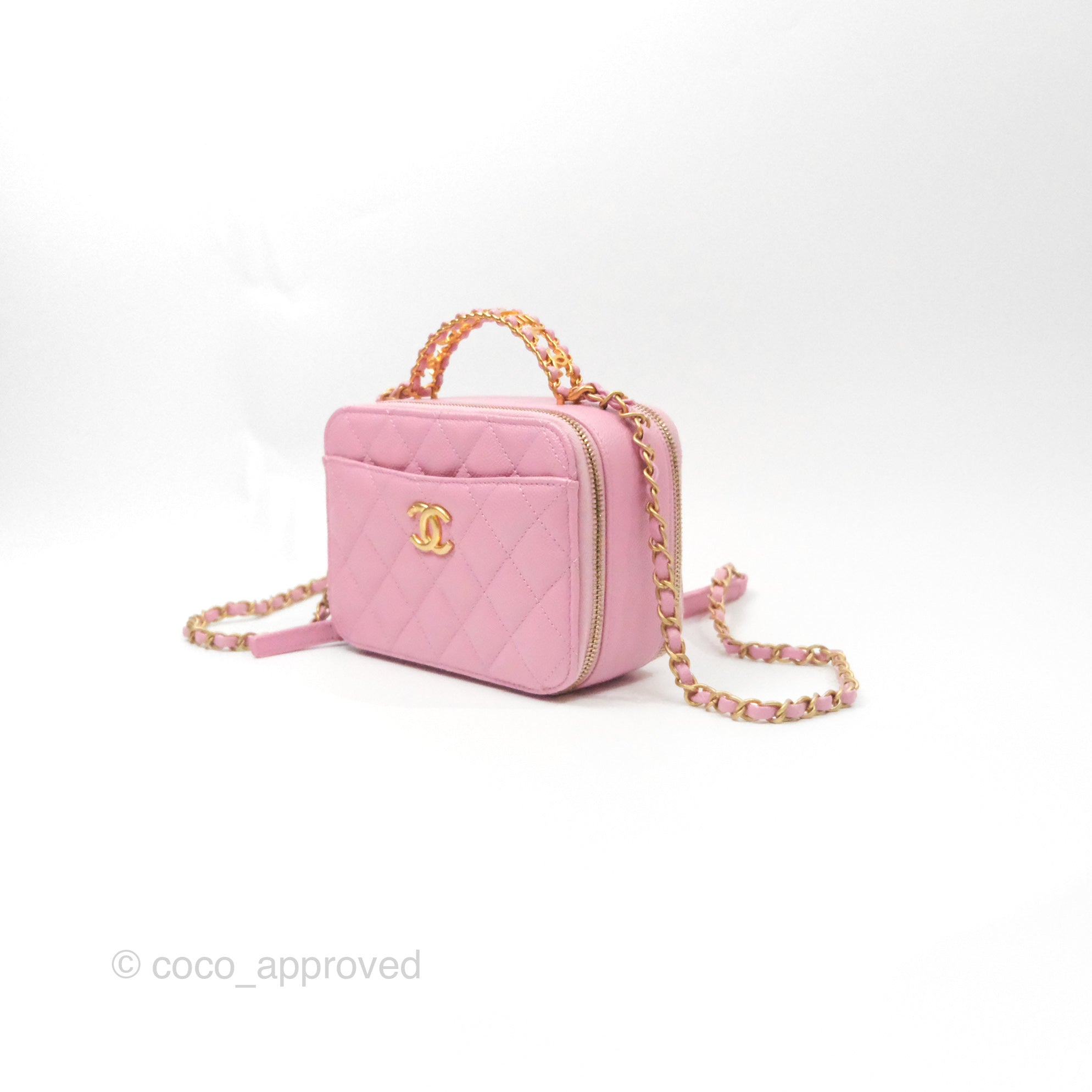 Chanel Caviar Quilted Small Vanity Case Handbag in Light Pink - Luxury Crossbody Bag for Women, Perfect for Date Night & Special Occasions