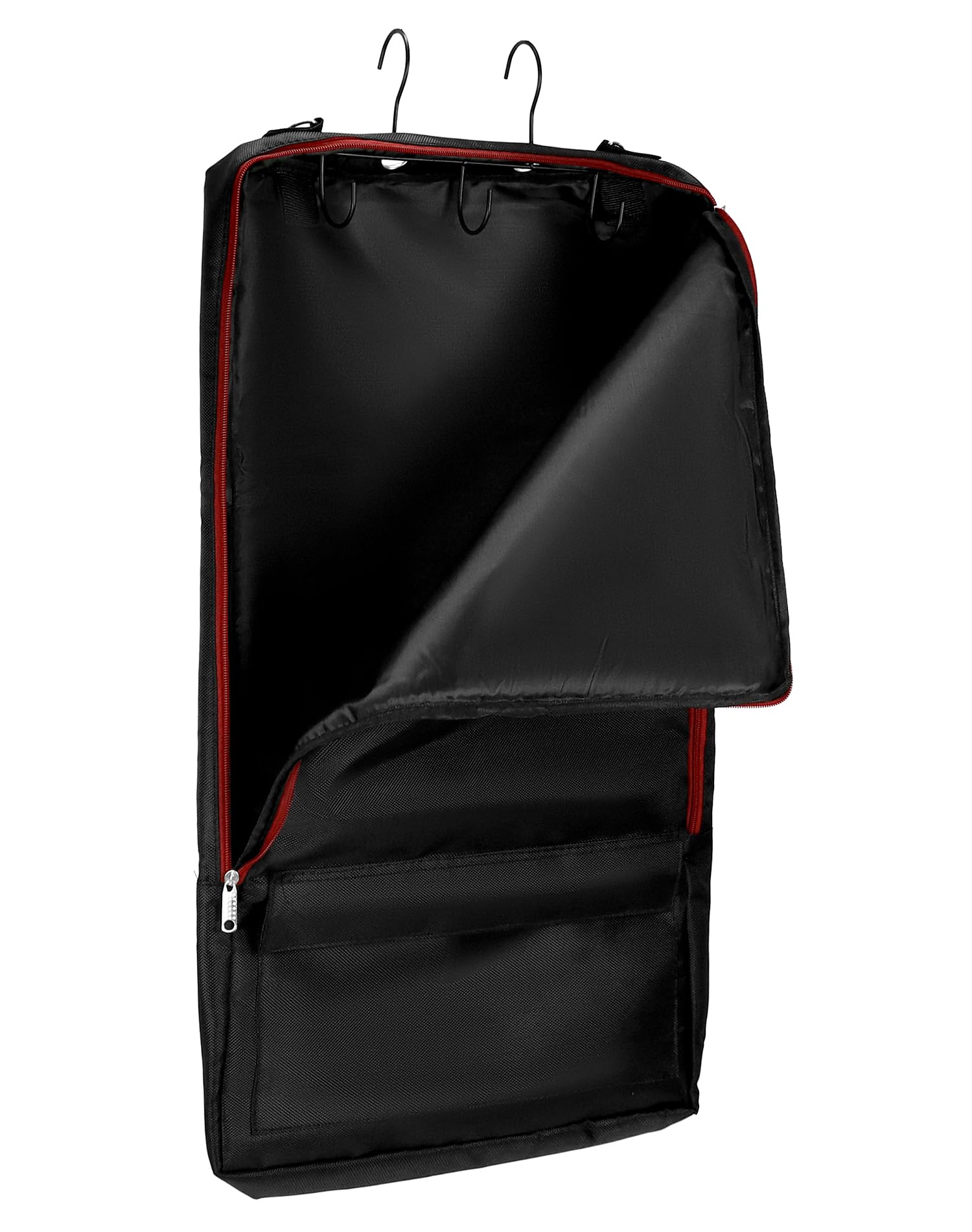 QWORK Horse Bridle Bag with Hooks - Durable Tack Carry Bag for Equestrian Gear Storage - Includes 3-Prong Tack Rack Organizer - Perfect for Stable, Barn & Horse Show Travel (Black)