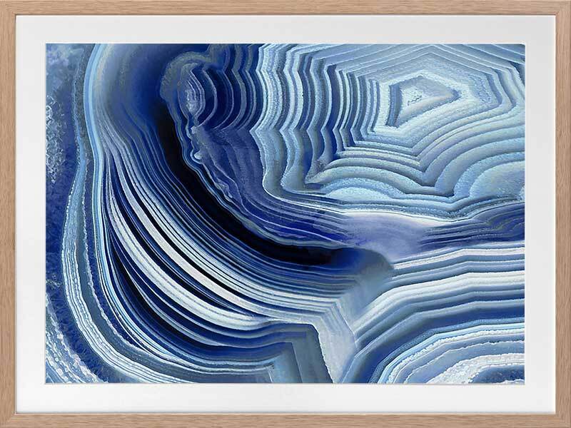 Indigo Agate Framed Art Print - Stunning Blue Crystal Wall Decor for Living Room, Bedroom & Office