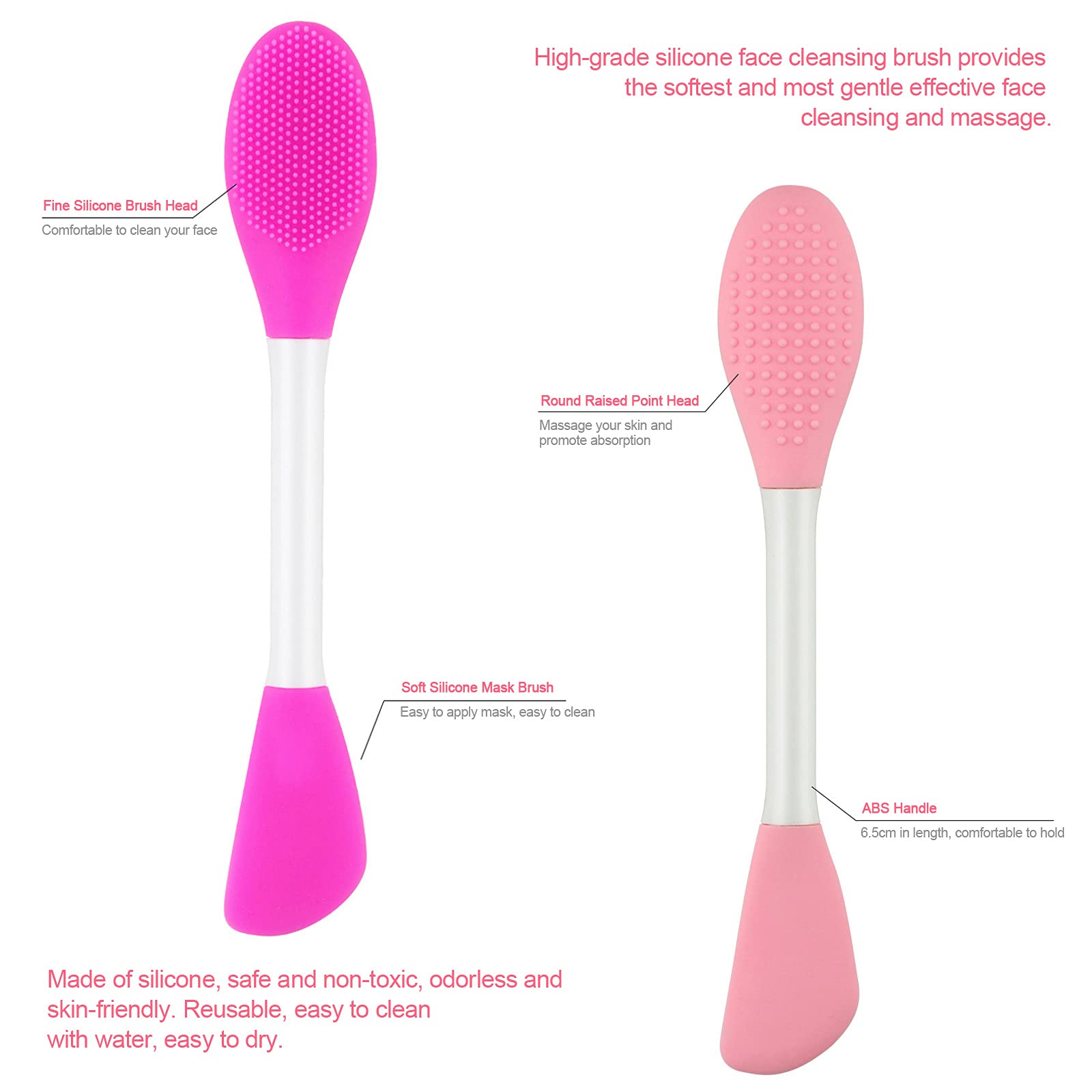 Ubersweet® Double-Head Silicone Facial Cleansing Brush - Gentle Exfoliator for Mud Mask Application, Makeup Removal & Face Massage - Perfect for Daily Skincare Routine & Spa Treatments