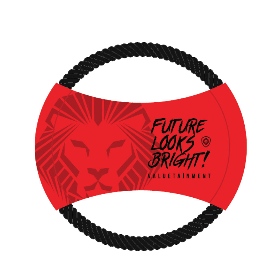 Future Looks Bright Large Black and Red Dog Rope Disc Toy - Durable Chew Toy for Aggressive Chewers, Interactive Fetch & Tug-of-War Game for Dogs - Perfect for Outdoor Play & Training Sessions