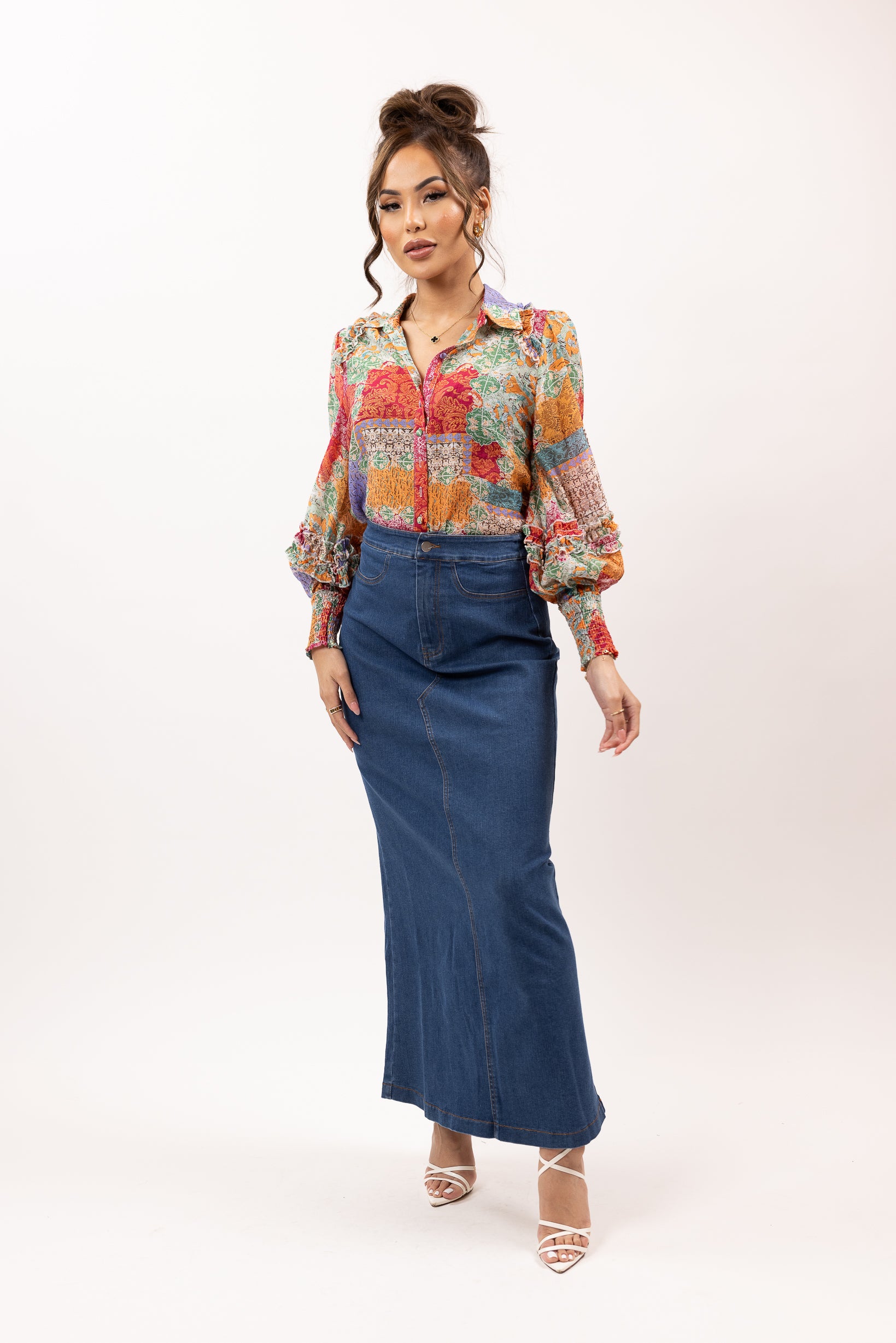 Stretch Denim Pencil Skirt for Women - High Waist Slim Fit Mid-Length Skirt - Perfect for Office, Party & Casual Wear