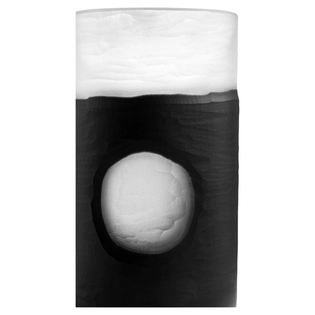 Cyan Design 11256 Ominous Frost Vase Short - Clear & Black Glass Flower Vase for Home Decor, Wedding Centerpiece, and Modern Tabletop Display