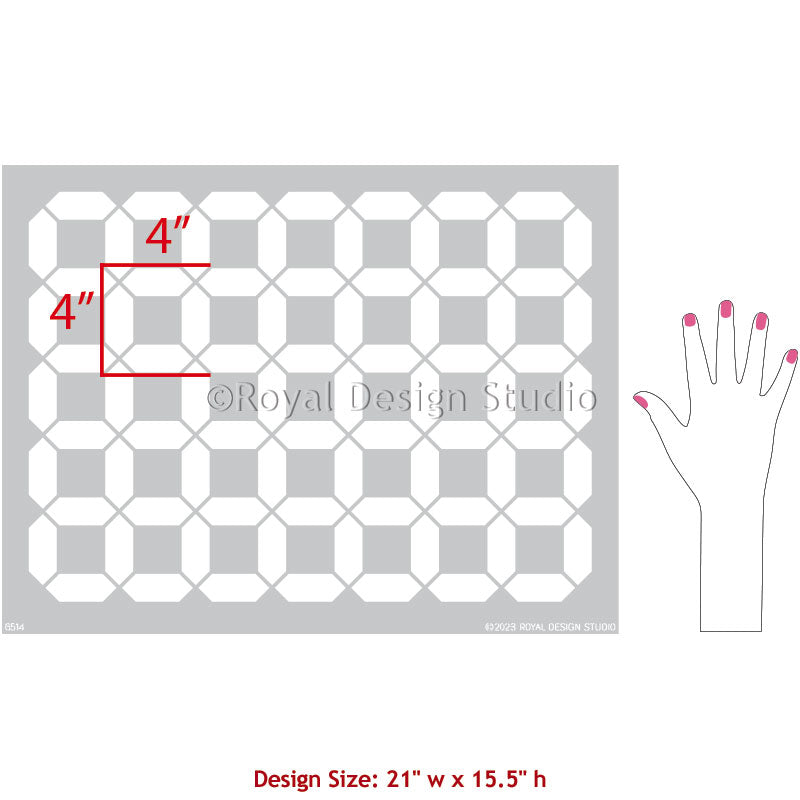 Small Mosaic Grid Tile Stencil for DIY Home Decor, Wall Art, and Craft Projects – Perfect for Bathroom, Kitchen Backsplash, and Floor Designs