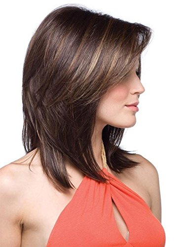 Jackson Wig Dark Chocolate Brown - 9 Inch Layered Mid-Length Synthetic Hair Wig with Teased Ends & Open Weft Cap | Includes Comb & Hair Loss Guide | Perfect for Daily Wear, Cosplay & Hair Loss Solutions