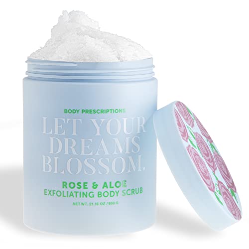 Exfoliating Body Scrub & Wash with Rose & Aloe - Ultra Smooth & Nourished Skin | Daily Body Cleanser for Soft, Glowing Skin | Perfect for Shower, Spa & Self-Care Routine by Body Prescriptions