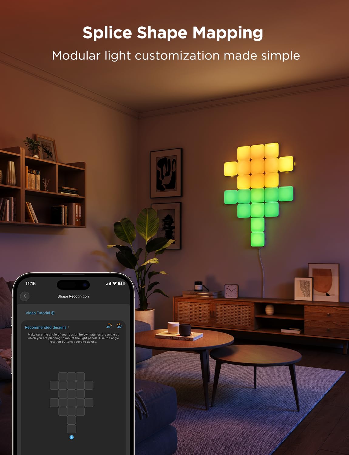Govee Mini Panel Lights RGBIC Wall Lights - Smart LED Wall Panels with Matter, Alexa & Google Assistant - Music Sync & DIY Gaming Lights for Home Decor, Office, Bedroom (20 Pcs) - Perfect for Party, Gaming Setup & Ambient Lighting