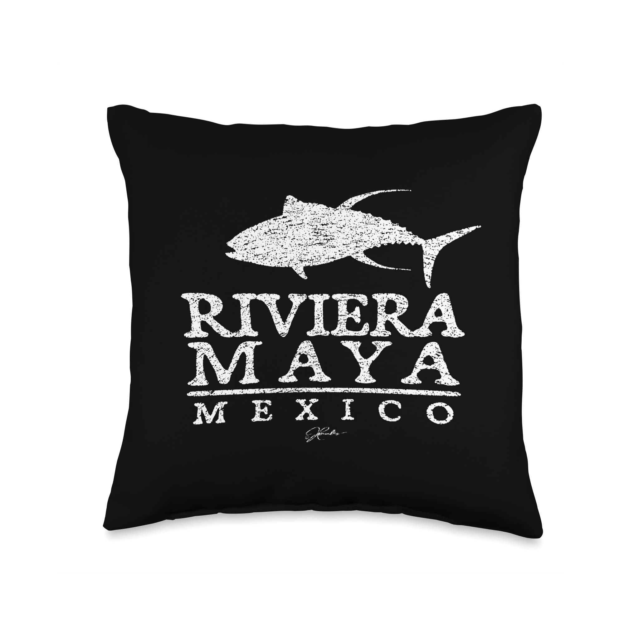 Yellowfin Tuna Throw Pillow - Mexican Riviera Maya Inspired Decorative Cushion for Beach House, Coastal Decor & Ocean Lover Gifts