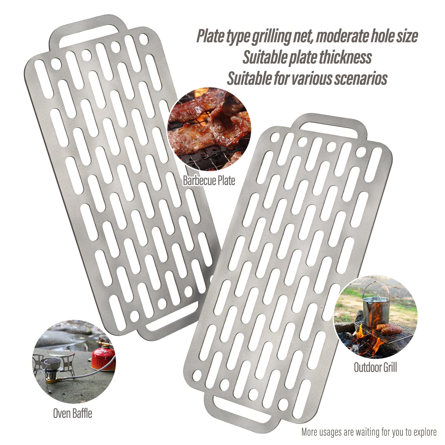 TiTo Titanium BBQ Grill Net - Portable Ultralight Non-Stick Camping Grill Grate for Meat, Fish & Vegetables | Perfect for Outdoor Cooking, Backpacking, Picnics & Garden Parties | Includes Storage Bag & Charcoal Holder (Model B)