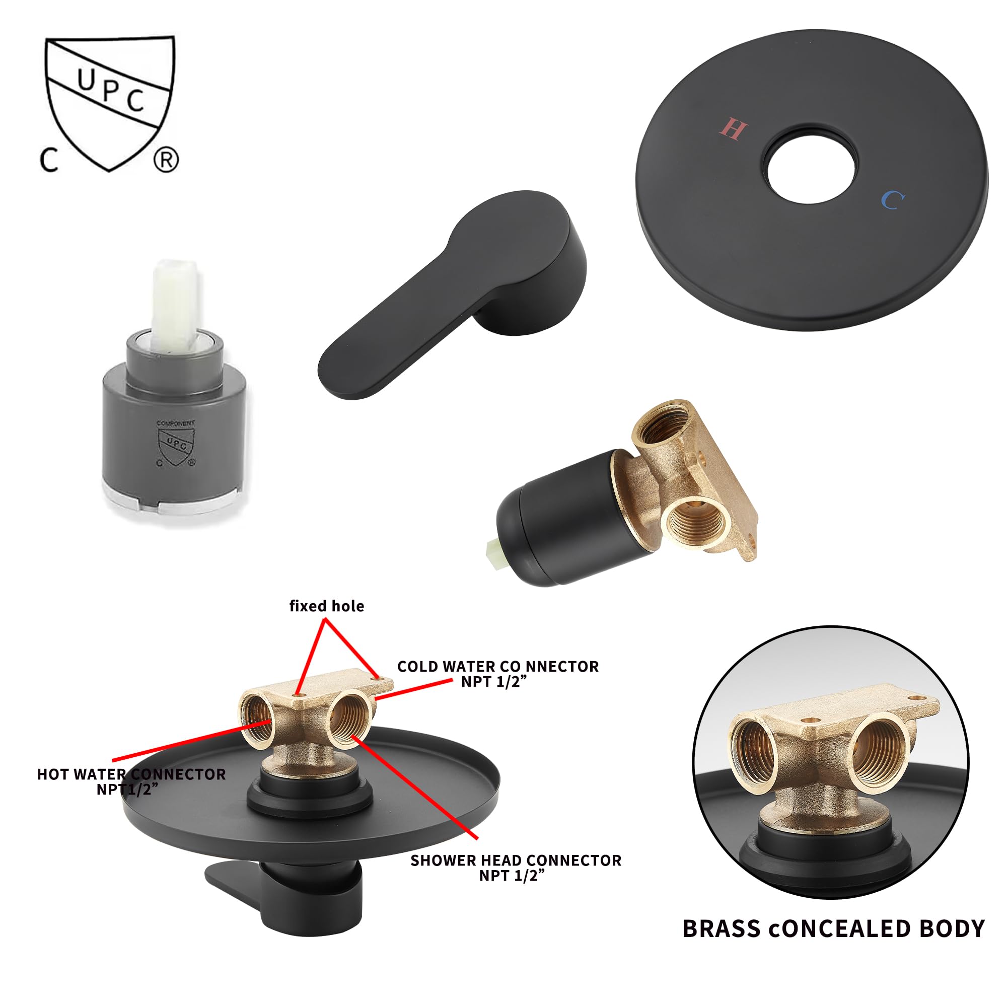 Matte Black Shower Faucet Set - GGStudy Single Function Shower Trim Kit with Rough-in Valve, 8 Inch Stainless Steel Rainfall Shower Head - Perfect for Modern Bathroom Renovation & Spa-like Shower Experience
