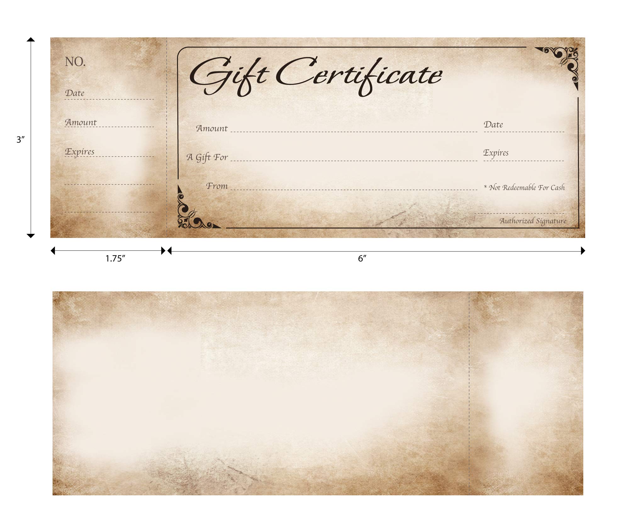 25-Pack Blank Gift Certificate Cards with Free Envelopes & Stub - Rustic Design - Small Business Gift Vouchers - Perfect for Retail, Salons, Restaurants & Customer Rewards