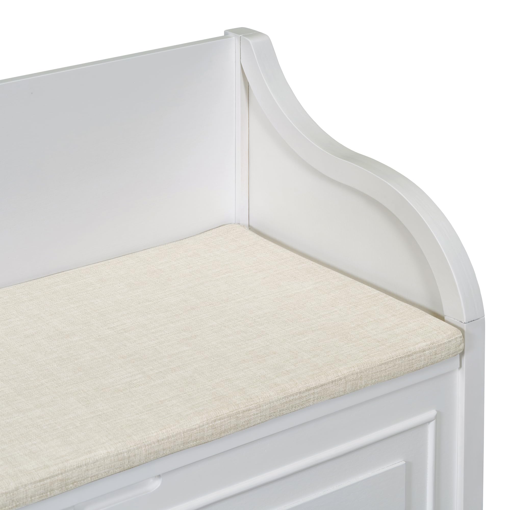 Lift Top Storage Bench with Drawers - Shoe Organizer Bench with Safety Hinge & Cushioned Seat - Entryway Furniture for Hallway, Bedroom, Living Room (White)