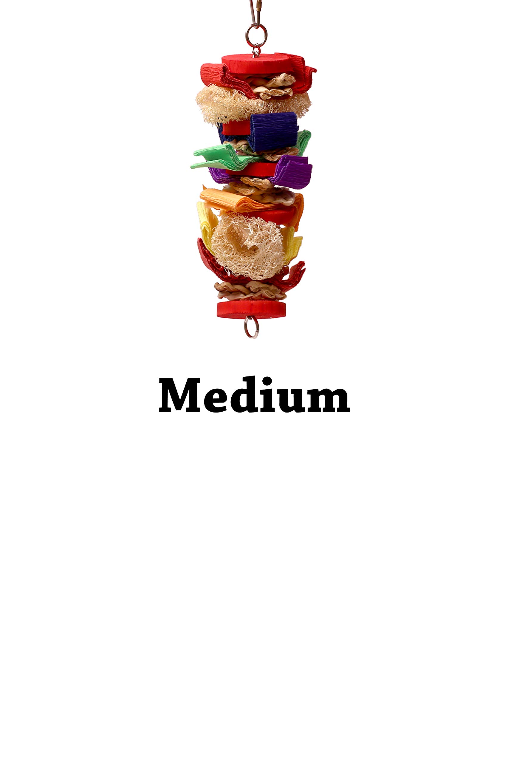 Colorful Loofah Shreddable Parrot Chew Toy for Medium Birds - Perfect for Foraging, Playtime & Beak Exercise