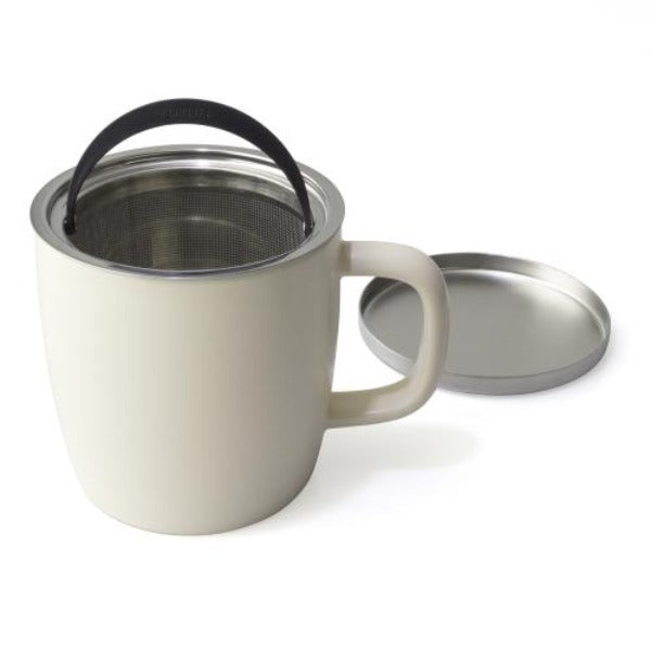 FORLIFE Small Dew Mug with Infuser & Lid - 11oz Ceramic Tea Cup with Strainer - Perfect for Loose Leaf Tea, Herbal Infusions & Hot Beverages at Home or Office