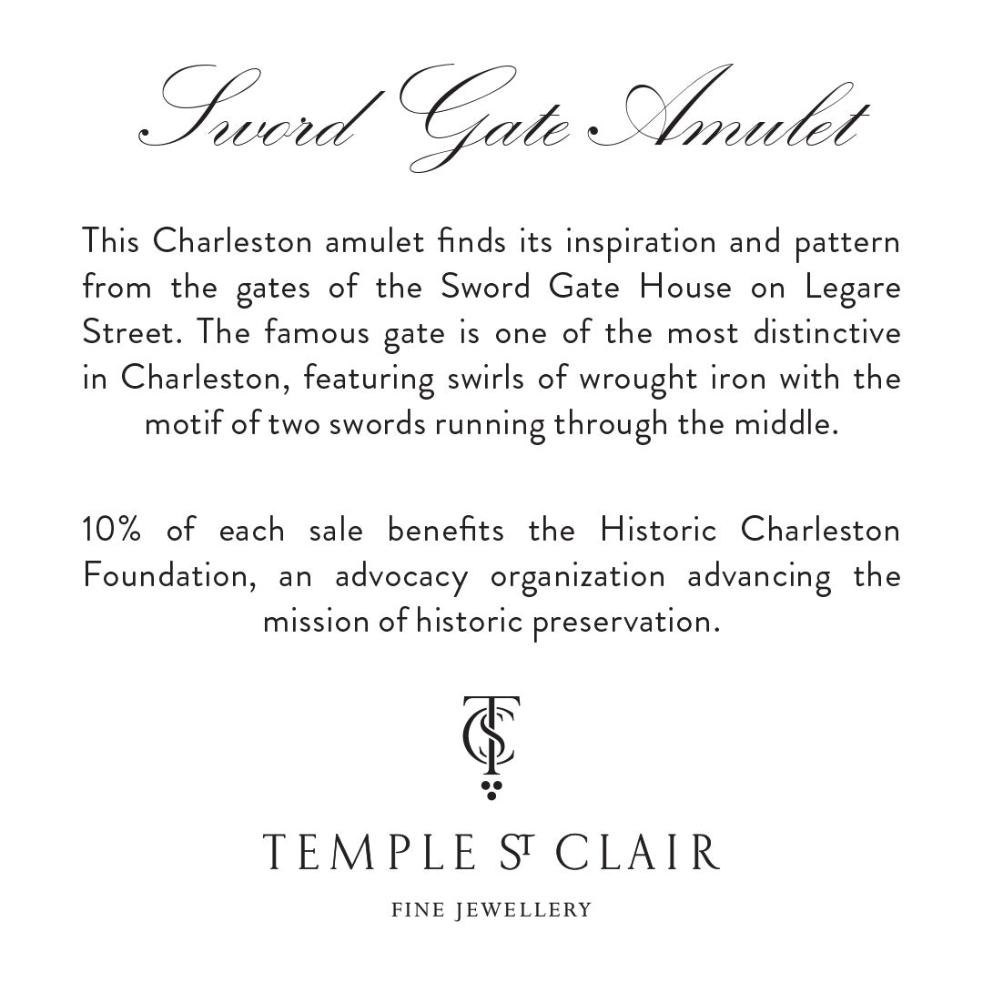 Temple St. Clair Sword Gate Amulet Necklace - 18K Gold Plated Jewelry for Women - Perfect for Everyday Wear, Gift Giving & Special Occasions