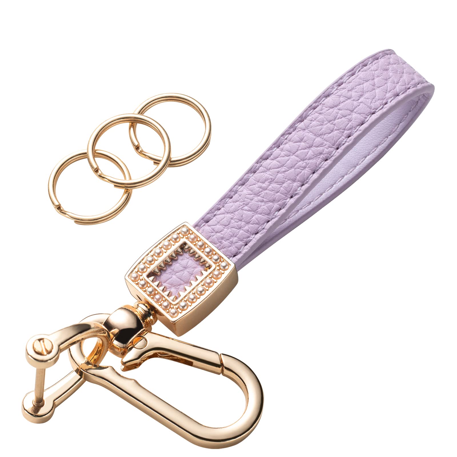 Premium Microfiber Leather Car Keychain - Universal Key Fob Holder for Men & Women (Purple) | Durable Key Organizer for Cars, Home & Office Use