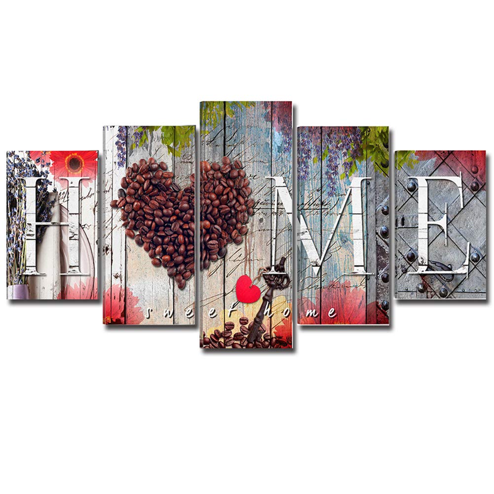 SONGBIRDTH 5-Piece Love Heart Canvas Wall Art Set - Romantic Home Decor for Living Room, Bedroom & Office - Perfect for Valentine's Day Gifts & Housewarming