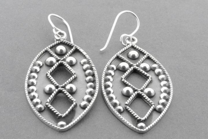 Handmade Sterling Silver Almond Tribal Earrings – Boho Chic Jewelry for Women – Perfect for Festivals, Parties & Everyday Wear