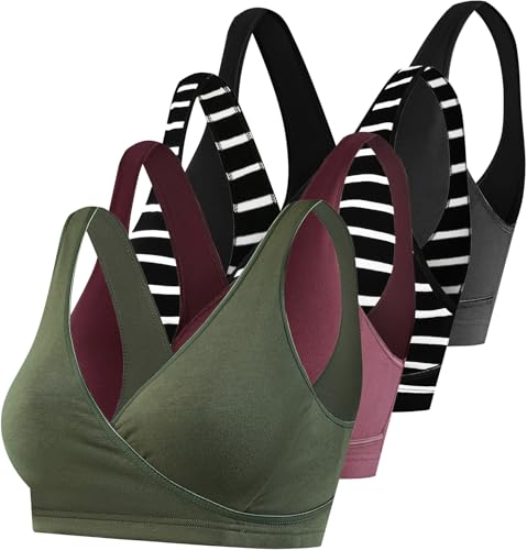 Black/Stripe/Burgundy/Army Green-4pcs