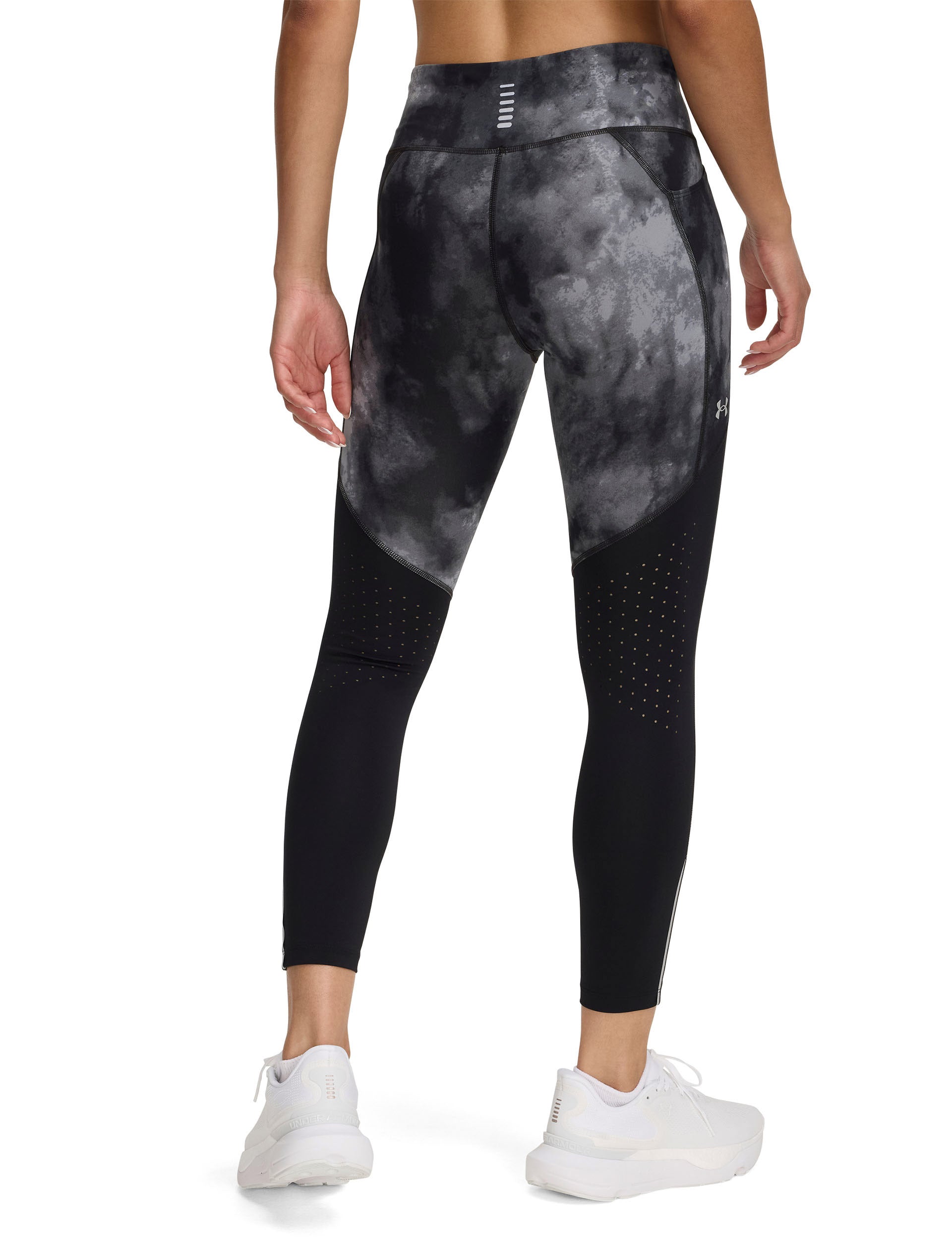 Printed Ankle Tights for Women - Black Reflective Leggings for Running, Yoga & Workout - High Waist Compression Tights for Fitness & Activewear