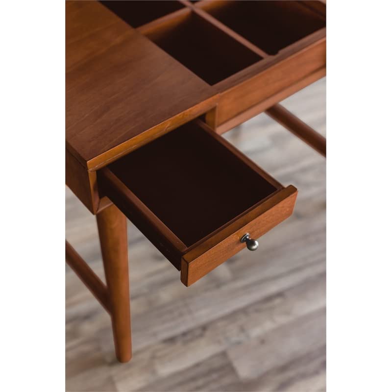 Alpine Furniture Flynn Vanity Dresser with Mirror - Rustic Acorn Finish for Bedroom & Bathroom Organization | Solid Wood Storage Solution for Makeup, Jewelry & Essentials