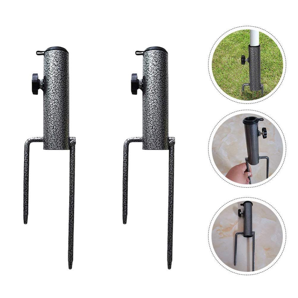 Hemoton 2 Pack Heavy Duty Sun Umbrella Anchor - Durable Steel Ground Stake for Patio, Beach & Garden Umbrellas - Perfect for Outdoor Shade Support in Backyard, Poolside & Camping