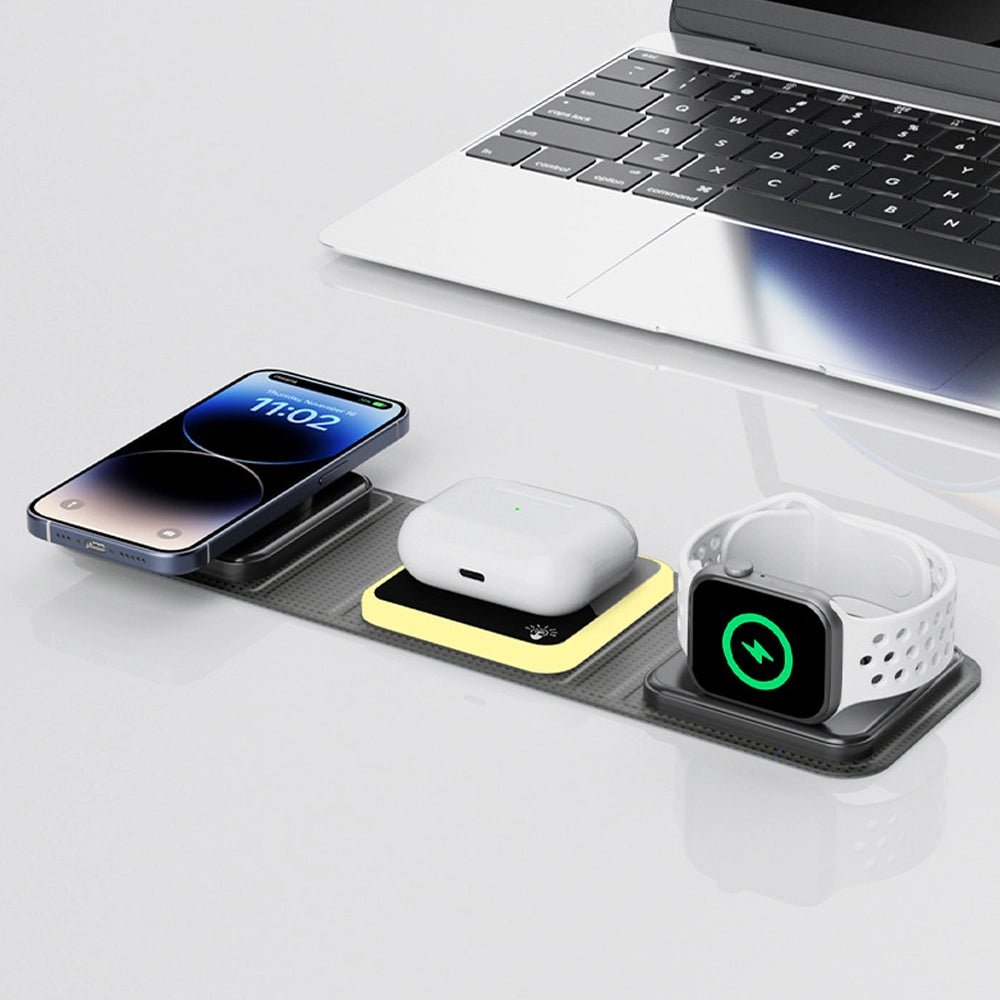 TravelFlex Trio 3-in-1 MagSafe Charger for iPhone, Apple Watch & AirPods | Portable Wireless Charging Station | Perfect for Travel, Office & Nightstand Use